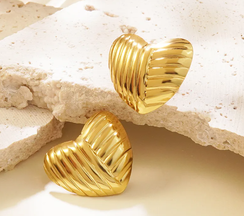 Heart Abstract Gold Plated Earning