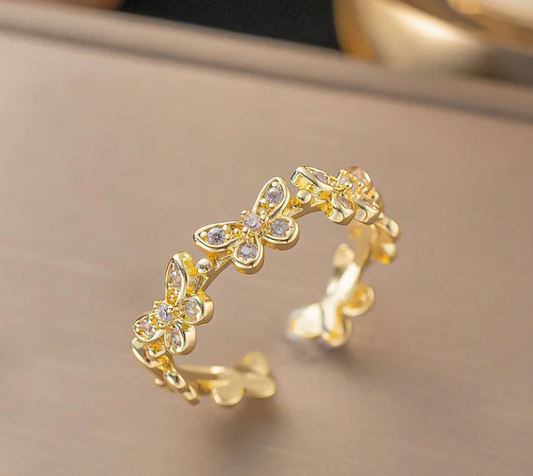 Butterfly Gold Plated Anti-Tarnish Ring