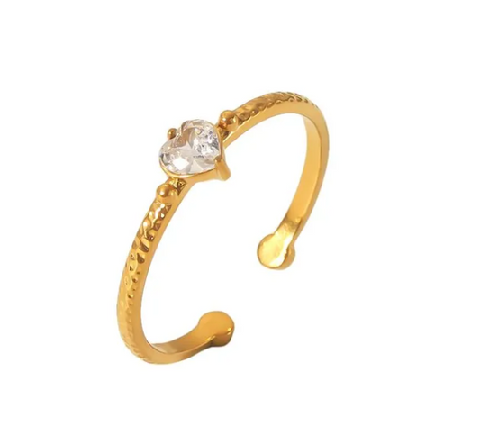 White Heart 18k Gold plated Ring