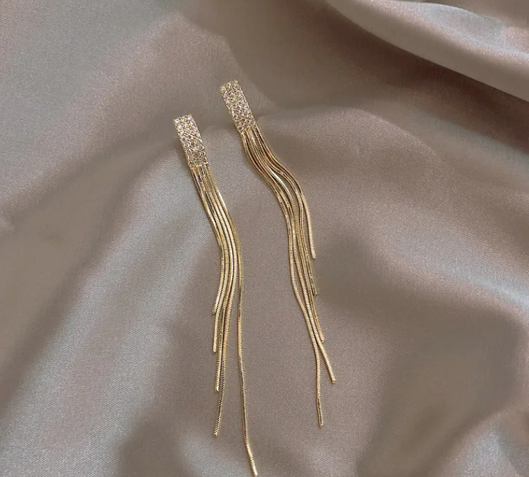 Glimmering Cascade Tassel Earrings