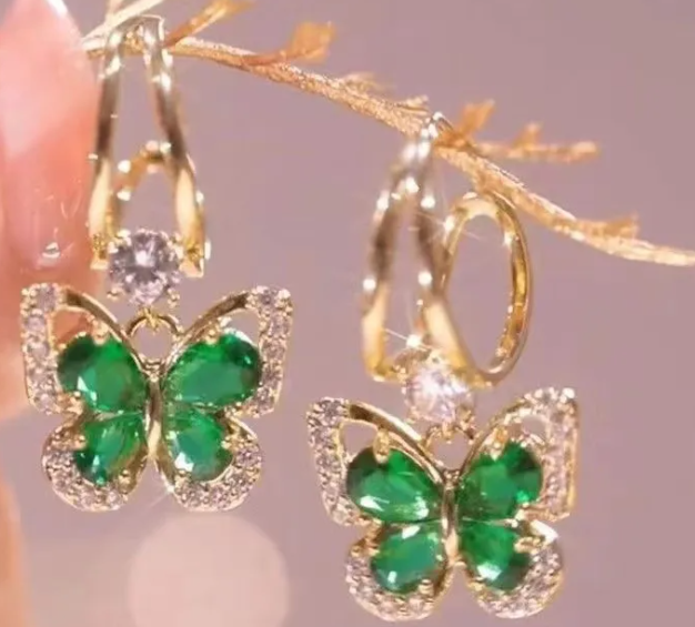 Emerald butterfly  Earring