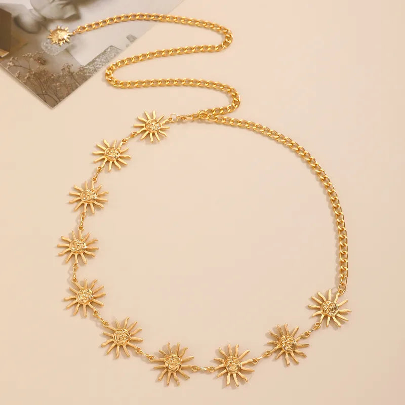 Metal Smiley Face Sun Waist Chain Belt