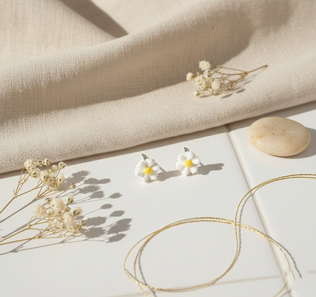The White Daisy Studs