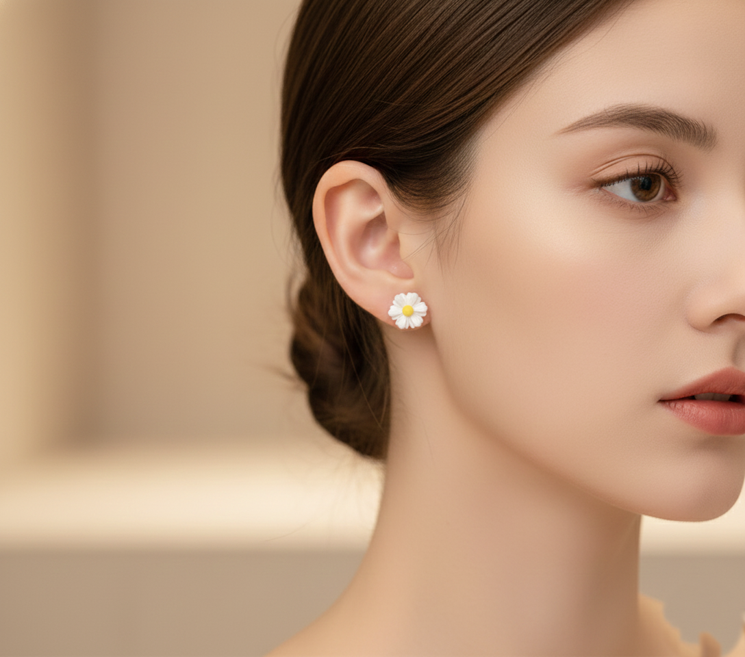 The White Daisy Studs