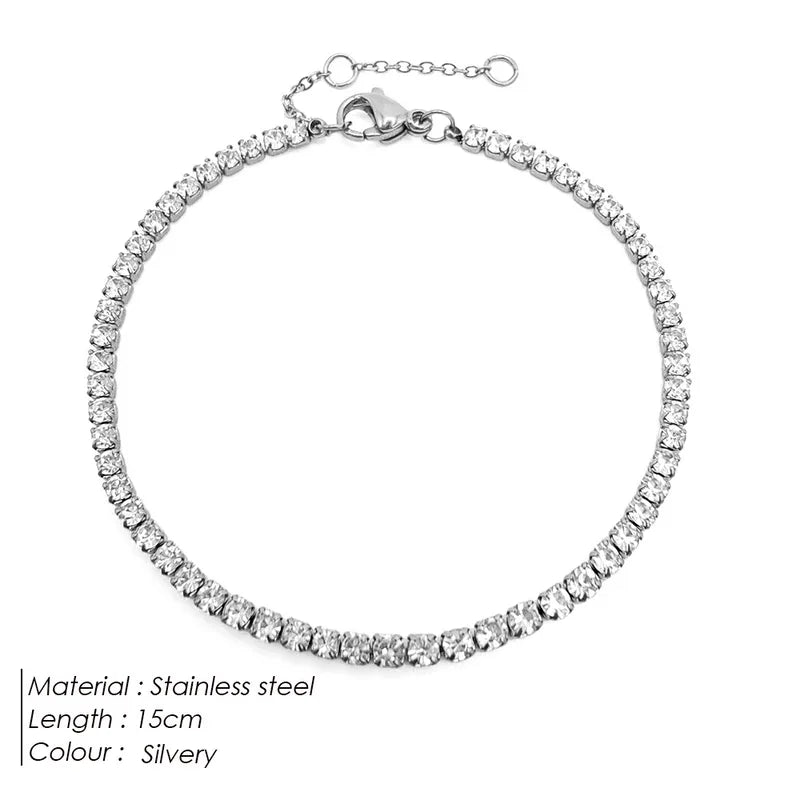 Rhinestone Tennis Chain Bracelet