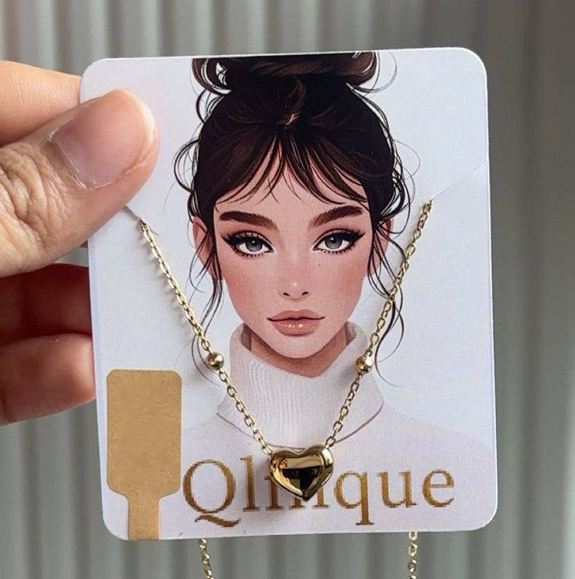 Heart with Beads Anti-Tarnish and Gold Platted Necklace