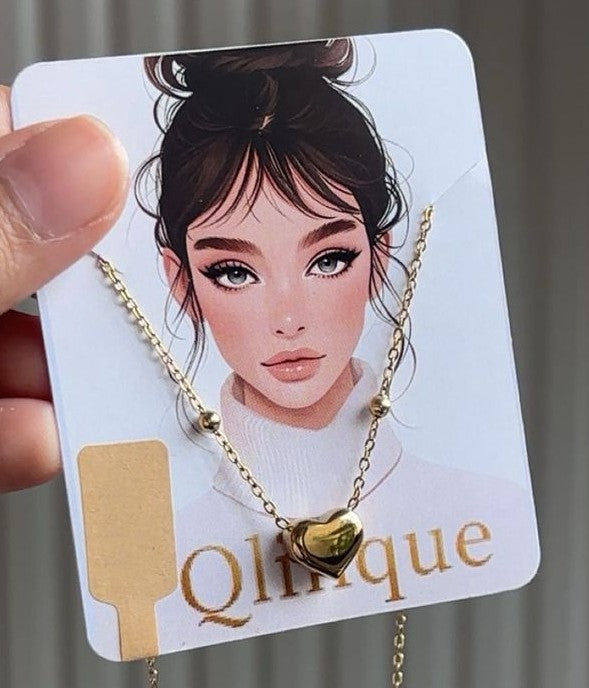 Heart with Beads Anti-Tarnish and Gold Platted Necklace